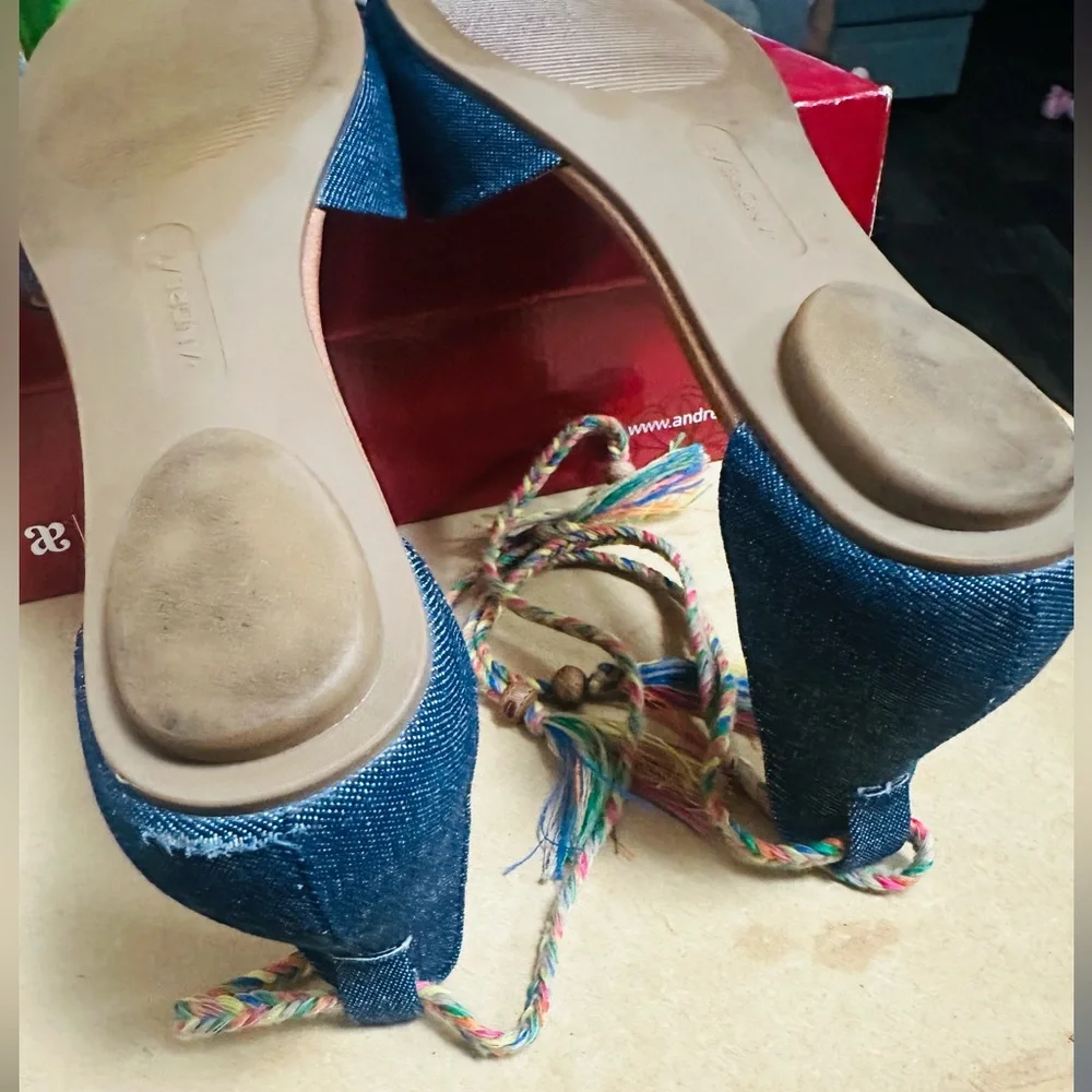 Women's Denim Ankle-Tie Flats